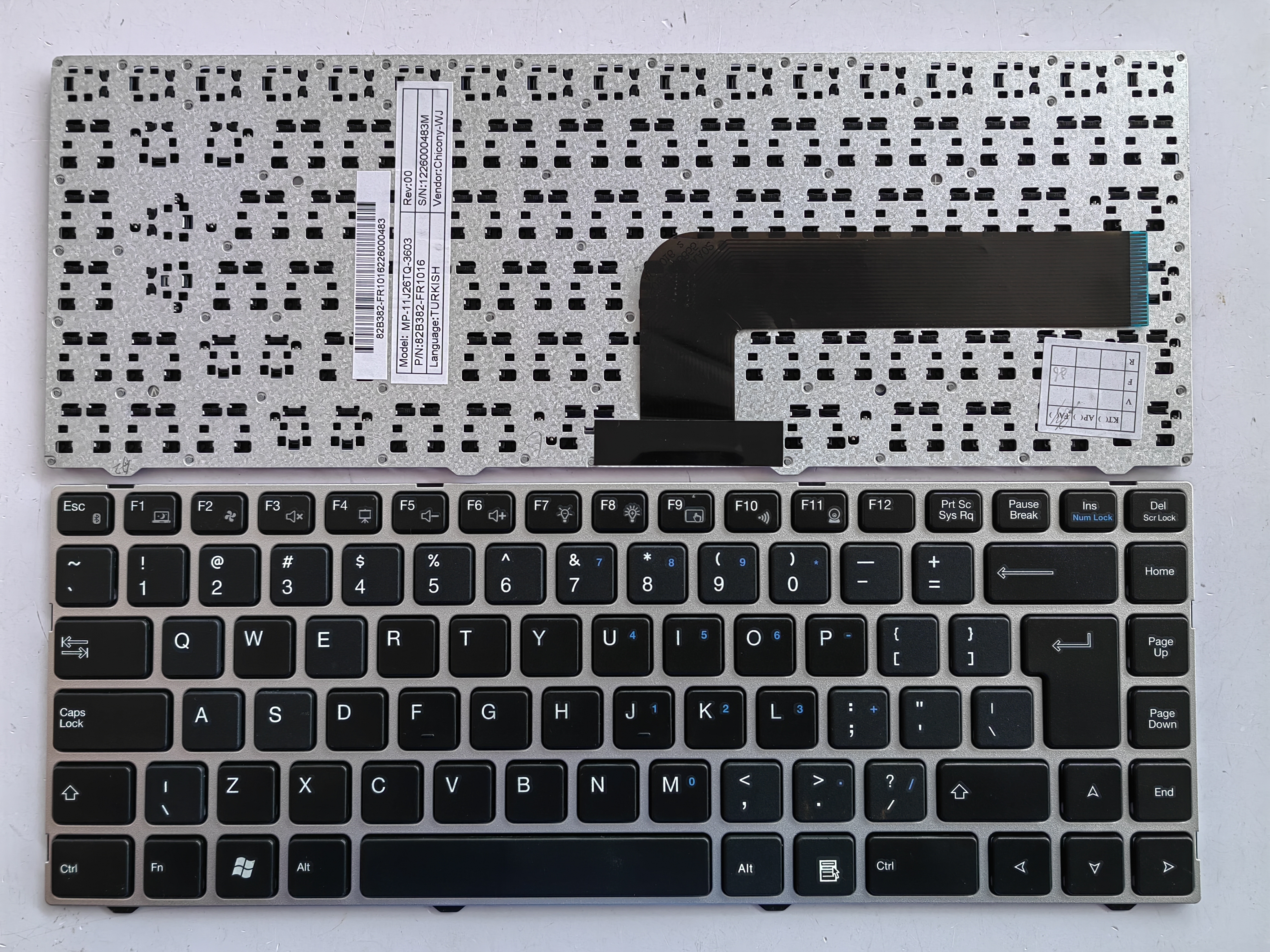 Picture of New Replacement Laptop Keyboard For HAIER X3/X5/X3T/X6/MP-11J26TQ-3603 SILVER FRAME BLACK UI Layout
